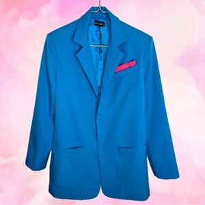 PrettyLittleThing Blue Blazer with Pink Accent